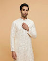Warm White Viscose Mirror Embellished Kurta Set